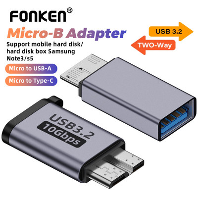 Fonken USB Type-C / USB-A sang Micro-B Chuyển dữ liệu hai chiều USB 3.2 10Gbps cho ổ cứng Samsung Note3 / S5