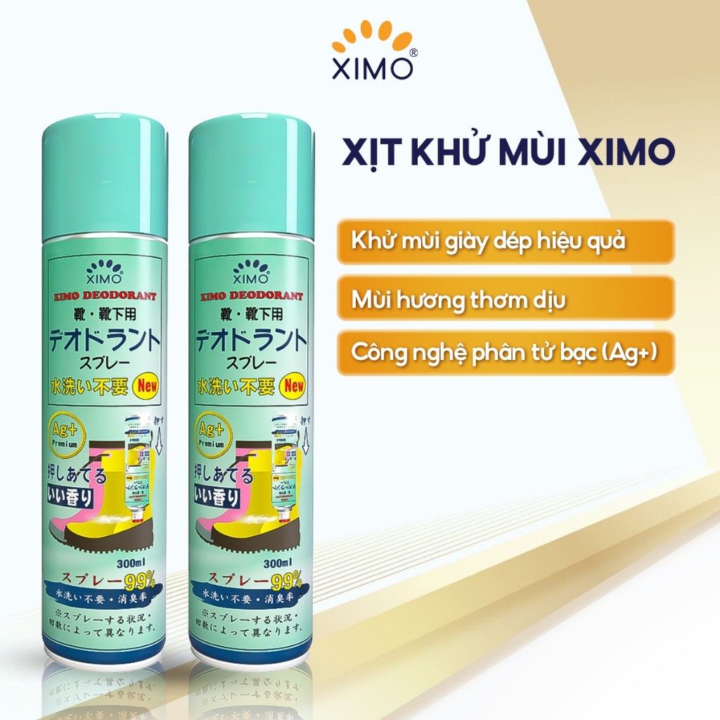 Chai xịt khử mùi giày/Xịt thơm giày thơm chân/Công nghệ Bạc ion kháng khuẩn XIMO 300ml