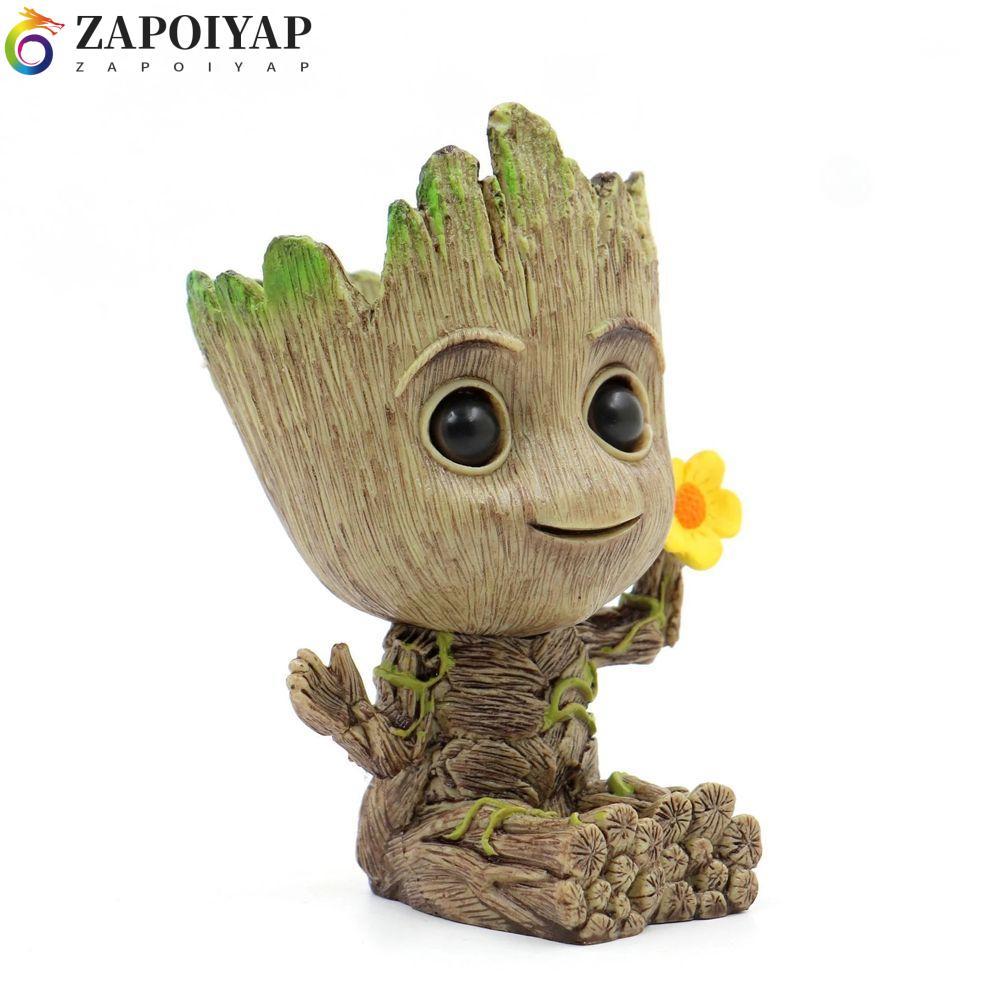 ZAPPOIYAP Groot Nhân Vật Hành Động Ngồi Trang Trí Ô Tô Mini Groot Hình Đồ Chơi Marvel 6CM Mô Hình Bú