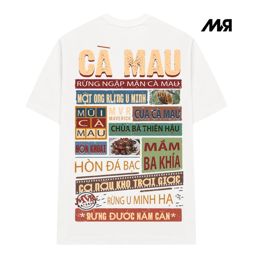 Áo thun unisex MVR hơn 63 tỉnh thành - CÀ MAU - CM - Đen/ Trắng