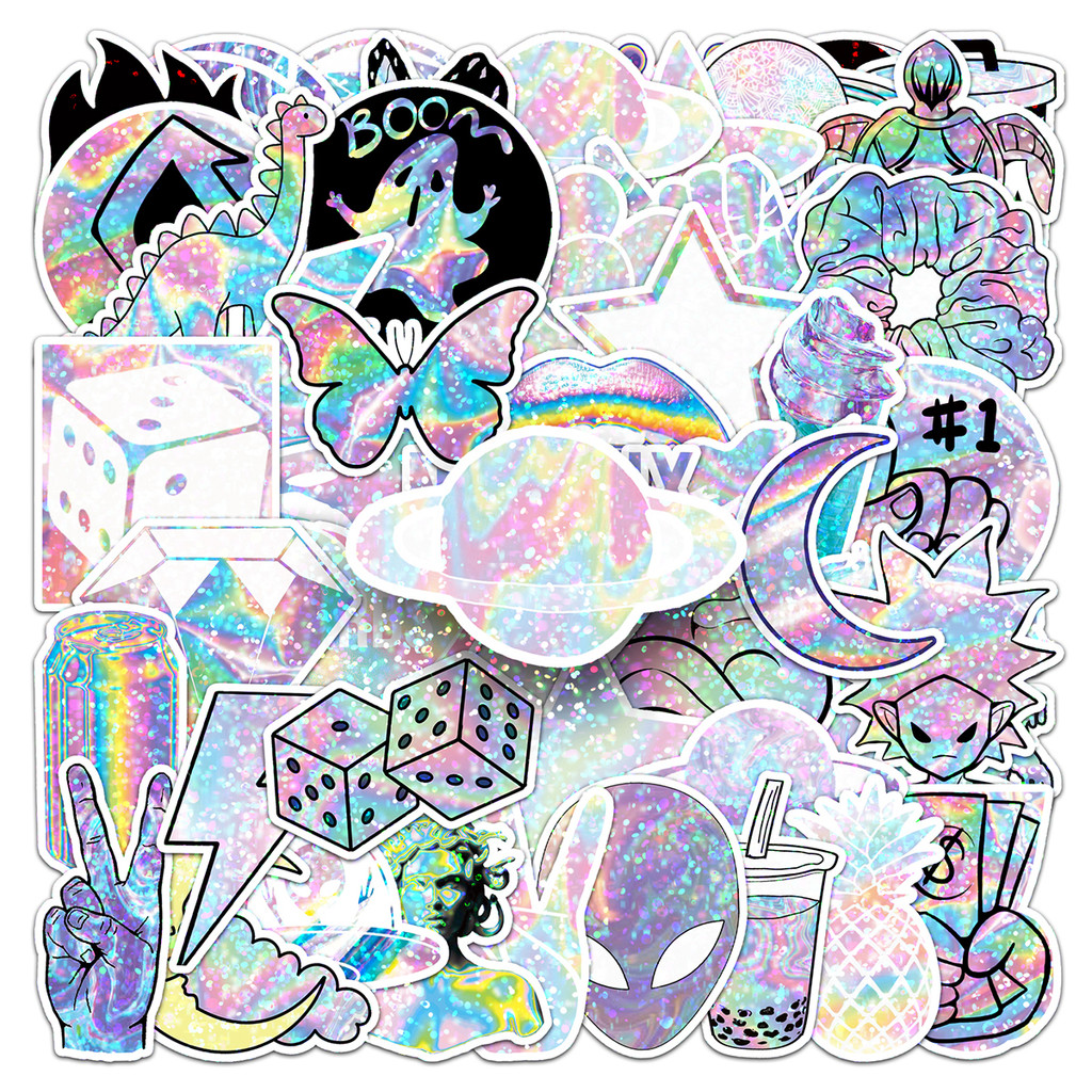 10 / 50 Holographic flash point laser cool Sticker Xe máy diy Miếng dán chống thấm nước