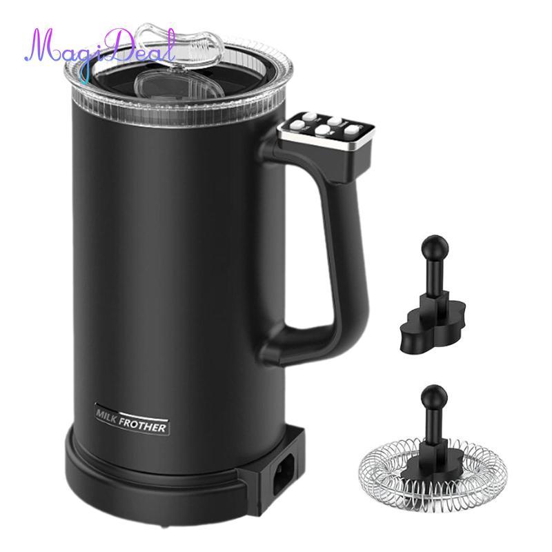 Máy tạo bọt sữa MagiDeal 11.8oz / 350ml Chống trượt Tự động tắt ấm sữa Nắp trong suốt cho cà phê sô cô la nóng Latte Macchiato Cappuccino
