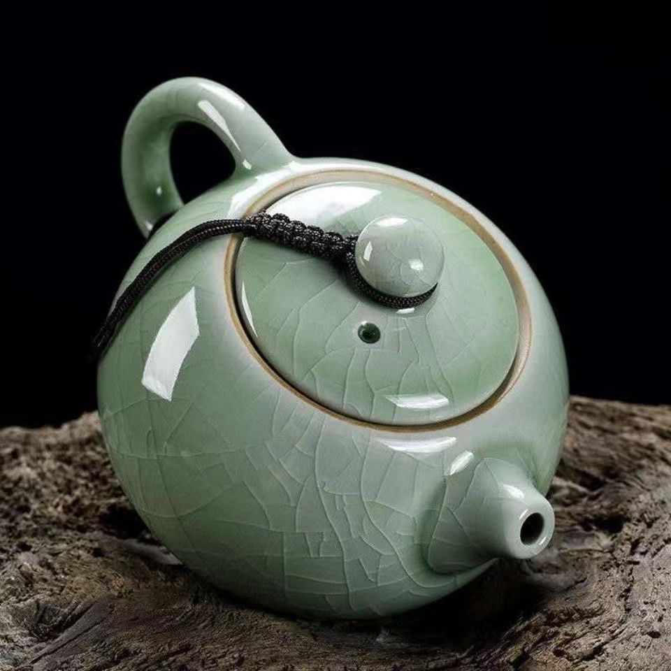 [Bộ Trà Siêu Tiết Kiệm] Guandu Ru Kiln Glaze Ấm Trà Gốm Kung Fu Bộ Trà Mở Mảnh Có Thể Nâng Trà Làm X