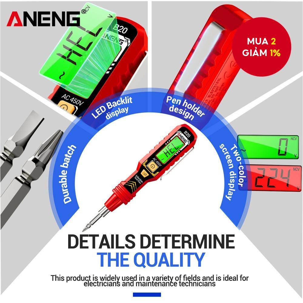 ANENG B20 Dụng cụ kiểm tra điện áp cách nhiệt Bút tuốc nơ vít Dụng cụ cầm tay sửa chữa chữ thập có r