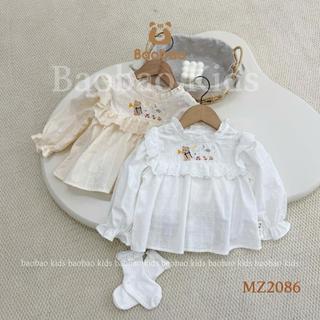   BAOBAO- HÀNG SẴN   - ÁO SƠMI DÁNG BABYDOLL NẢY HẠT CAO CẤP MIX BÈO XINH XẮN ĐÁNG YÊU CHO BÉ GÁI - MZ2086 