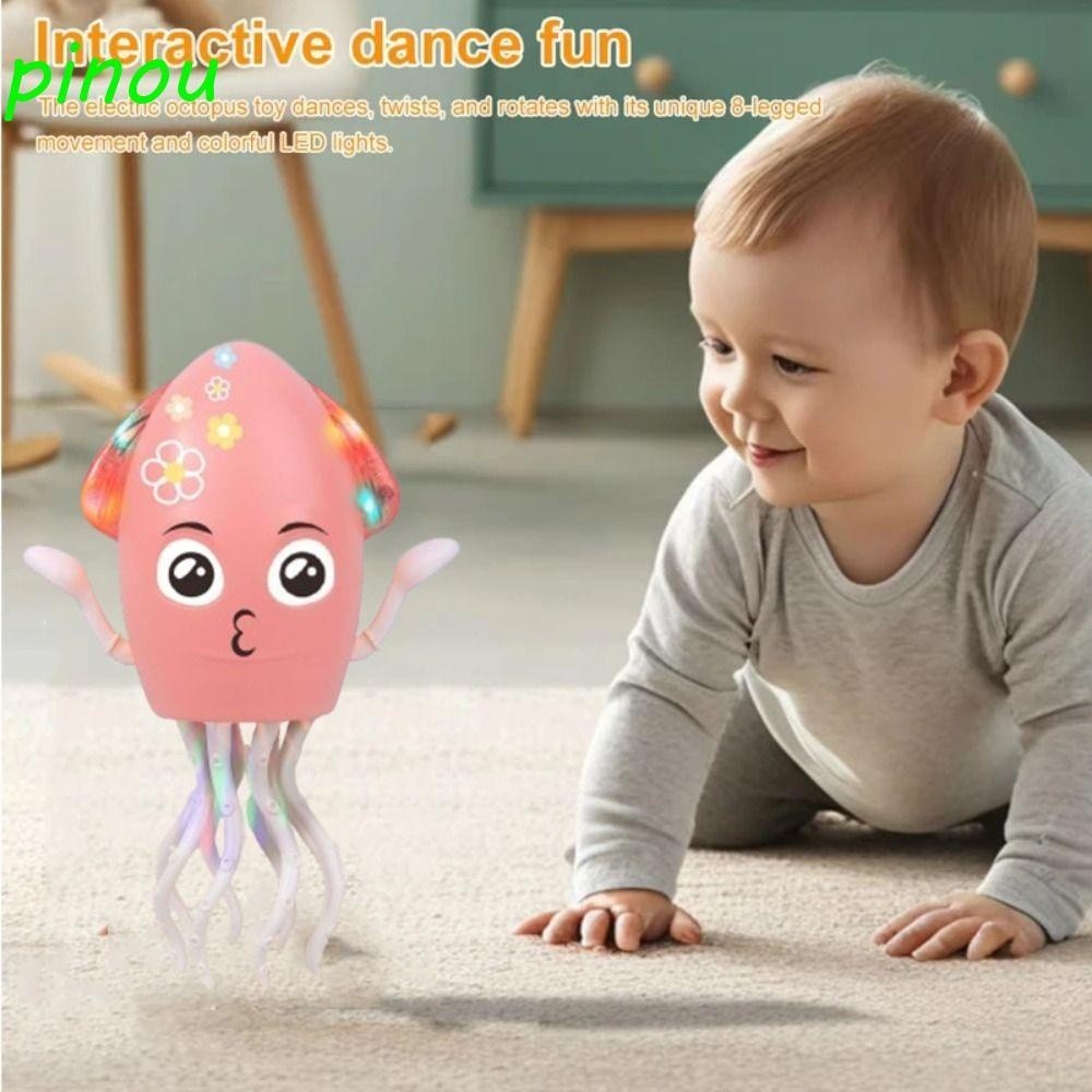 Daiqiyin Dancing Octopus Toy, Interactive Plastic Octopus Toy, Rechargeable Rotating Animal Doll Sim