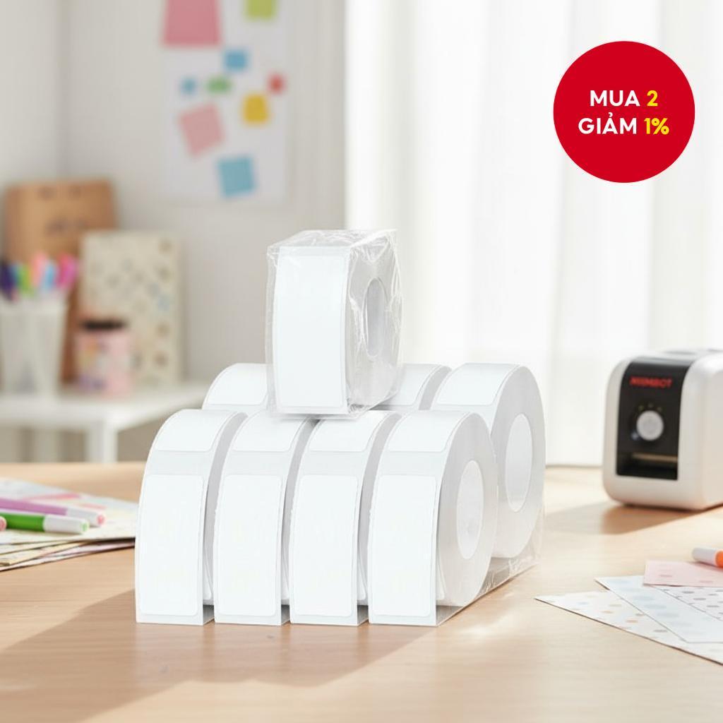 Giấy nhãn nhiệt trắng Niimbot D11/D110/D101 12-15mm Nhãn tên màu trắng