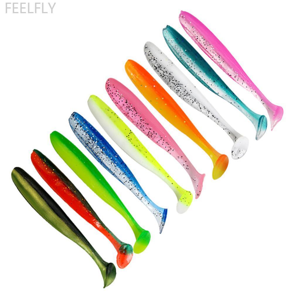 FEELFLY 20 CHIẾC 5.5 / 6.5 / 7CM Hai Màu Lấp Lánh T-Tai Mồi Mềm Mồi Siêu Thực Giun Phù Hợp Với Đầu C