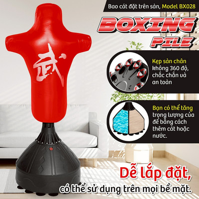 [MALL] Trụ Đấm Boxing Hình NHÂN BG028- ĐỎ cao cấp tiện dụng tại nhà phòng tập không cần khoan