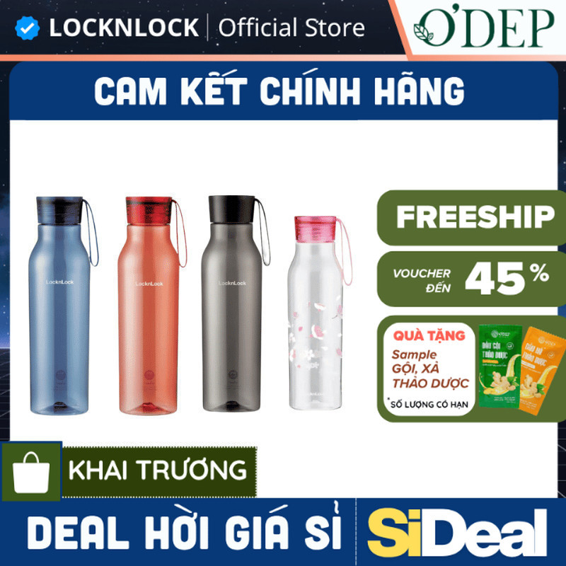 Bình nước nhựa LocknLock Eco Bottle có dây treo, an toàn cho sức khỏe ABF644 550ML ABF664 750ML - SI