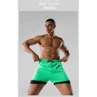 Double-Layer Swimming Trunks Men's Seaside Boardshort Hot Spring Men's Beach Sports Anti-Embarrassment Quick-Drying Shorts KLSX