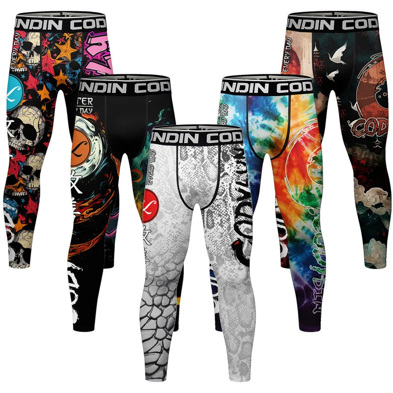 Dịch Vụ Nhà Máy Nam Nữ Thể Thao Mặc Nam MMA Legging Nam Polyester Spandex Thăng Hoa Quần Legging Đẹp
