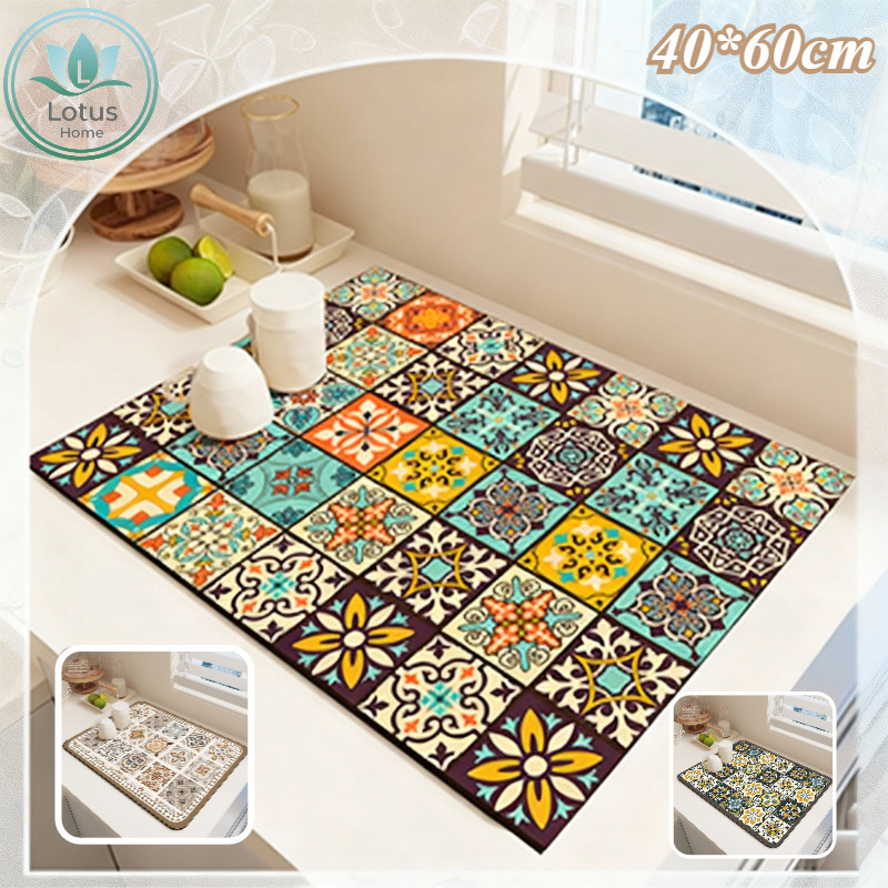 Thảm Lót Ly Phong Cách Vintage Kích Thước 40x60cm Chống Trượt 2 Mặt Thấm Hút Nước Hiệu Quả