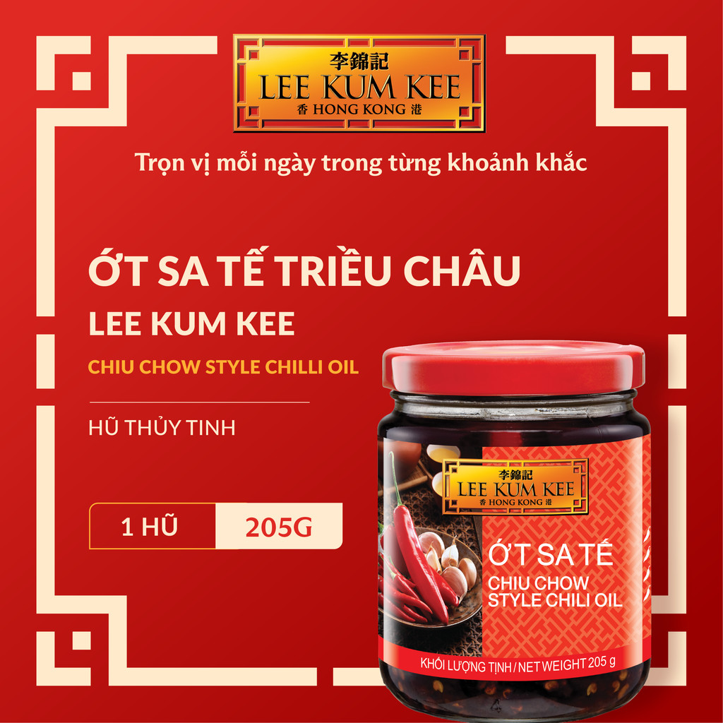 Ớt sa tế Triều Châu LEE KUM KEE Chiu Chow Style Chilli Oil hũ thủy tinh 205 gram