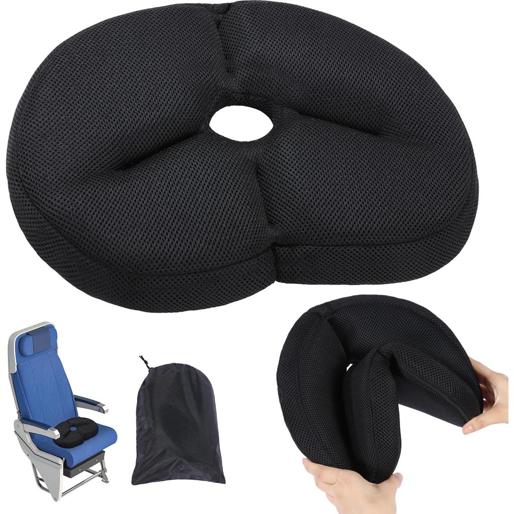 Đệm ngồi du lịch có thể gập lại di động BALAPET, Đệm ngồi máy bay dày cho các chuyến bay dài, Đệm điều chỉnh cần thiết du lịch để bay, máy bay, văn phòng, gia đình, xe lửa, ô tô (14.9x11