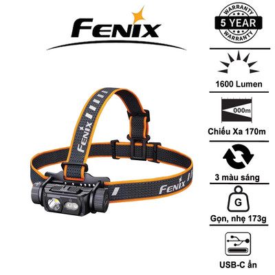 Đèn pin đội đầu Fenix HM60R V2.0 – 1600 lumens, chiếu xa 170m, pin 4000mAh, chống nước IP68