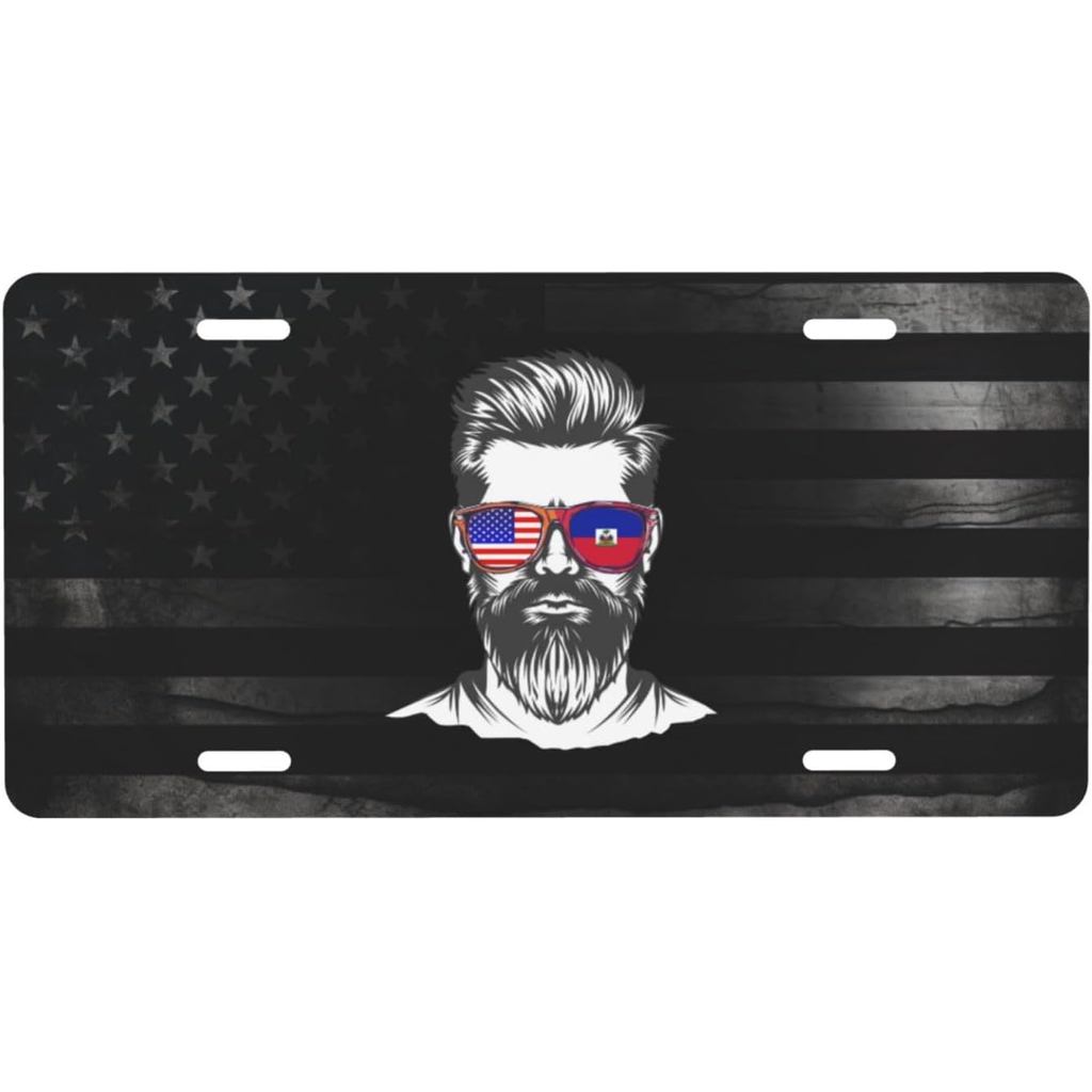 Haiti American Half Flag Boy USA Haiti Biển số nhôm phía trước Thích hợp Chơi ngoài trời 6 X 12 in