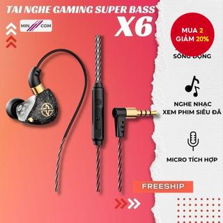  Tai nghe có dây âm thanh X6 có micrô Tai nghe nhét tai tăng cường âm trầm cho điện thoại di động phát trực tuyến 