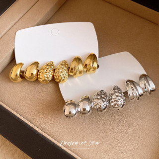 DREJEW vintage Hình Học Khuyên Tai Đa Gói Vàng Bạc Kết Cấu Tuyên Bố Khuyên Tai Cho Nữ Trang Sức Tiệc Hàng Ngày