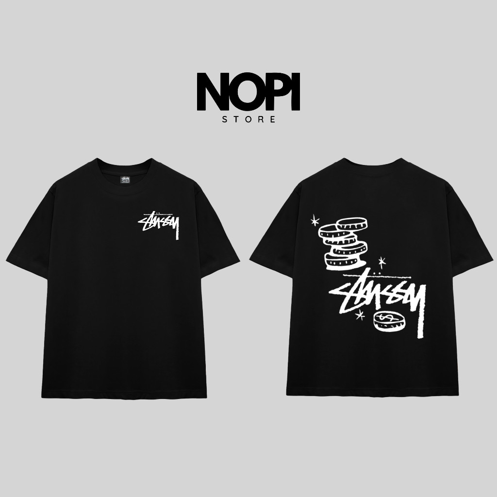 (COD) ÁO THUN STUSSY COIN FORM RỘNG NAM NỮ UNISEX VẢI COTTON CAO CẤP 280GSM DÀY DẶN - NOPI STORE