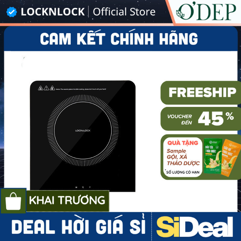 Bếp điện từ đơn LocknLock cảm ứng, 8 mức nhiệt, công suất cao 2000W nấu nhanh tiết kiệm điện EJI411 