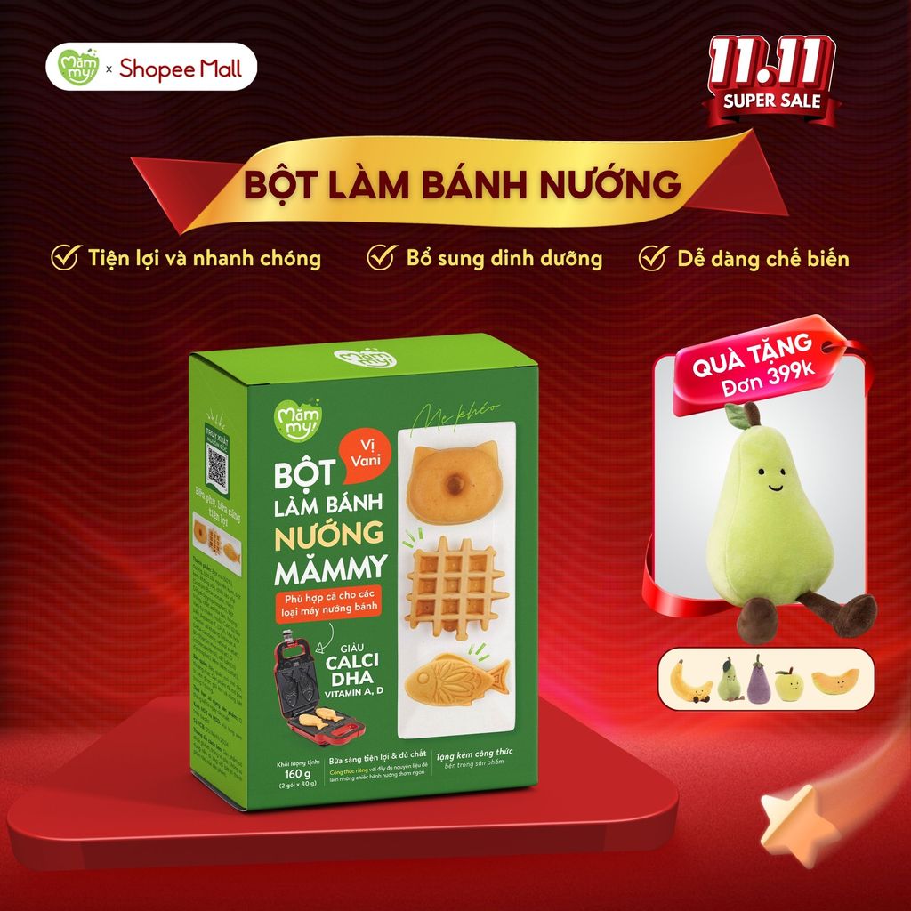 Bột làm bánh nướng Mămmy làm bữa phụ cho bé bổ sung Canxi, Vitamin A,D hỗ trợ phát triển toàn diện