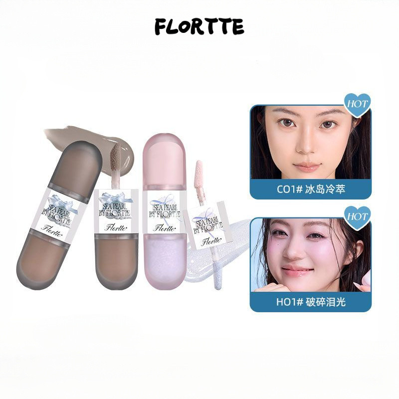 FLORTTE Glass Sea Double Head Liquid High Gloss Grooming Liquid Facial Brightening Nose Shadow Side 