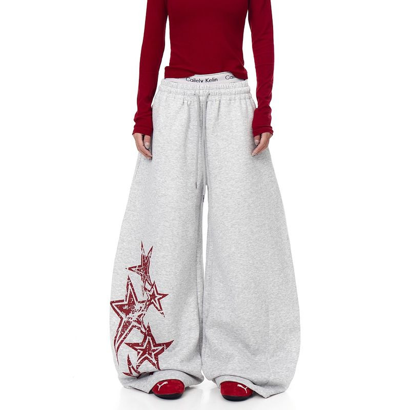 Quần nỉ chân thẳng in hình ngôi sao style Trail Echo