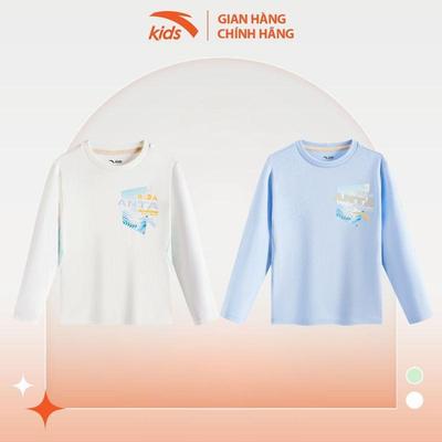 ANTA KIDS Áo Thun Dài Tay Bé Trai Ls Tee Running 3524C9403. Thoải Mái, Thoáng Khí. Bảo Hành Chính hãng ANTA Kids