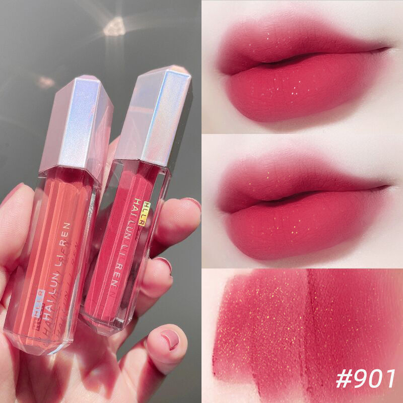 Helenli Velvet Matte Matte Whitening Chống Phai Màu Chống Dính Lip Glaze Bean Paste Color Lip Mash