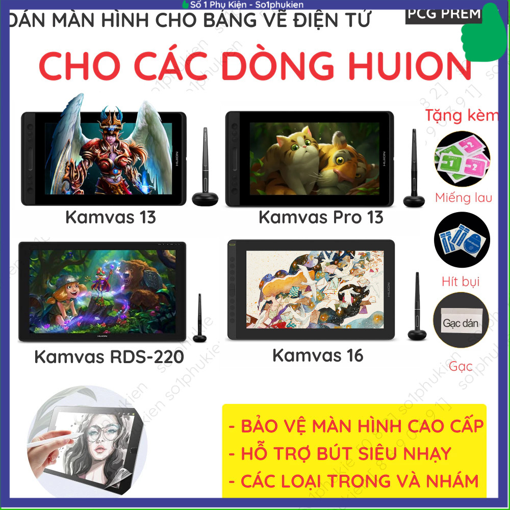 Dán màn hình dành cho bảng vẽ điện tử Huion Kamvas Studio Inspiroy 16 RTM 500 RTS 200 RDS Pro GT 190