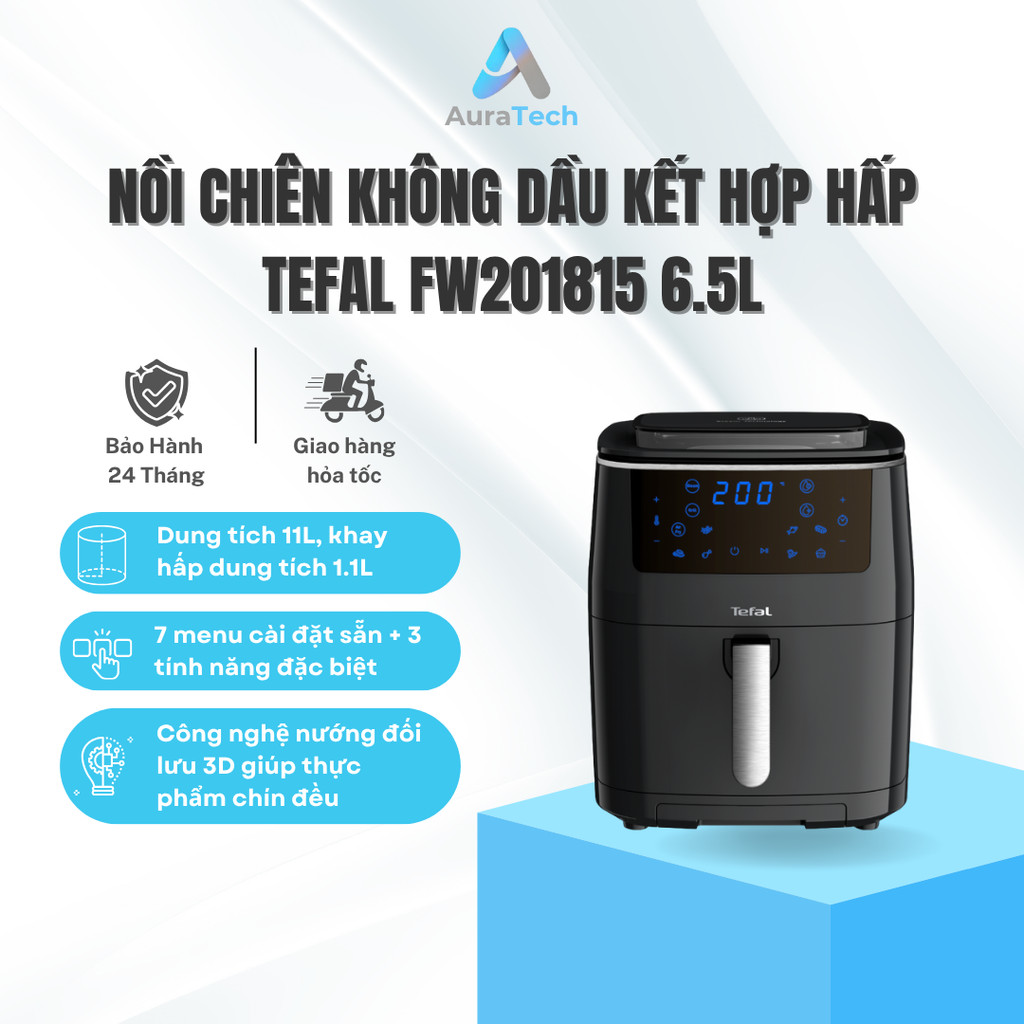 Nồi chiên không dầu kết hợp hấp Tefal 3 trong 1 Easy fry Steam & Grill FW201815 - Bảo Hành 24 Tháng