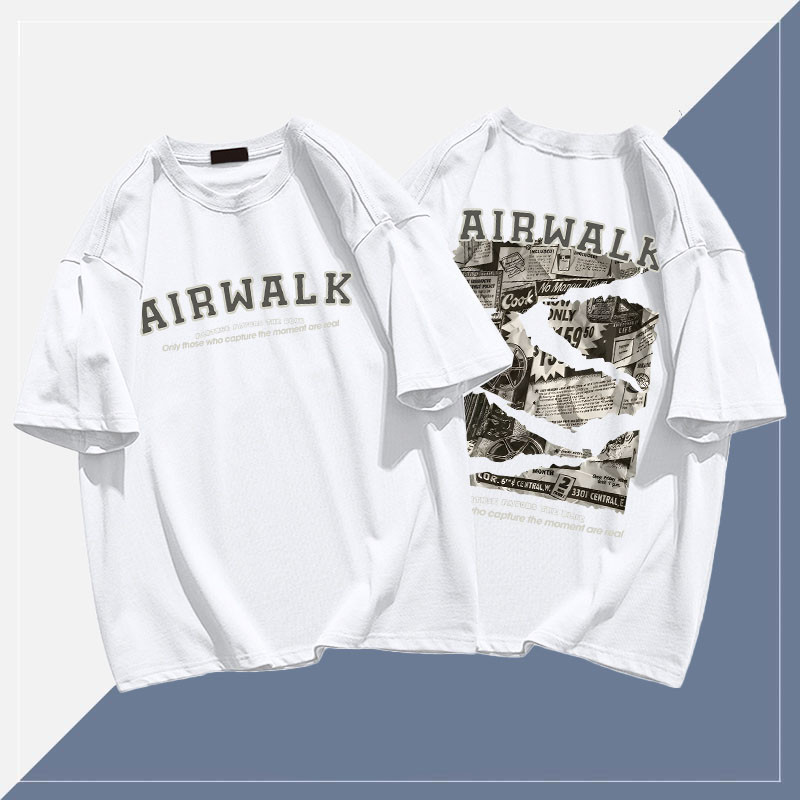 Mỹ Vintage văn bản mẫu in T-shirt,Vòng cổ thẳng vai đơn giản T-shirt,Tay áo ngắn thời trang 100% cot