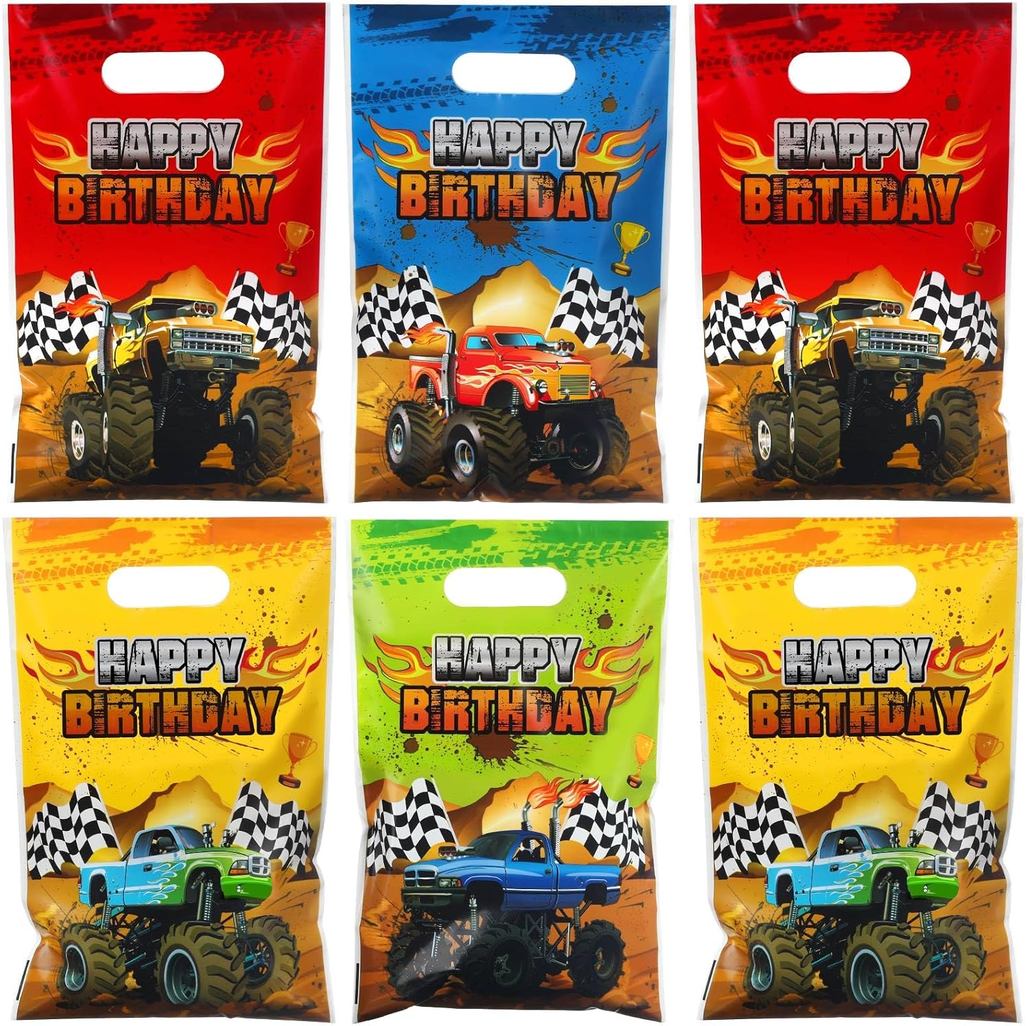 Pajean 48 Miếng Monster Truck Đảng Ủng Hộ Túi Nhựa Số Lượng Lớn Chúc Mừng Sinh Nhật Xe Tải Điều Trị 