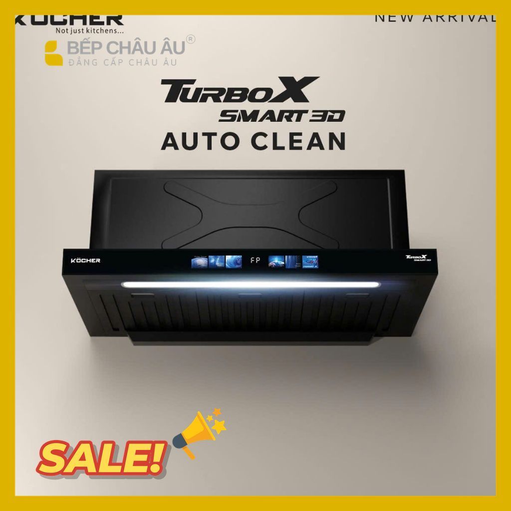 Máy hút mùi Kocher Turbo Smart 3D X3D-350D Auto Clean - Tự động làm sạch, Hẹn giờ BẾP CHÂU ÂU