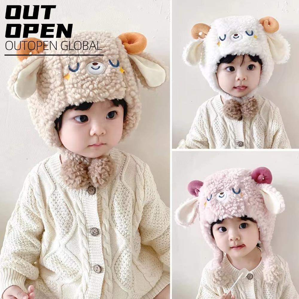 OUTOPEN Winter Baby Earmuffs, Soft Fluffy Cartoon Ear Mũ len cho trẻ sơ sinh, Mũ bảo vệ tai chống gi