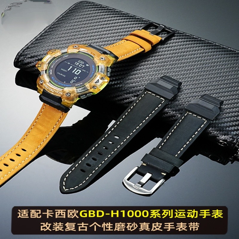 Thích hợp cho Casio G-H1000 Catman Series 3475 GBD-H1000 Dây đeo đồng hồ da thật Retro được sửa đổi