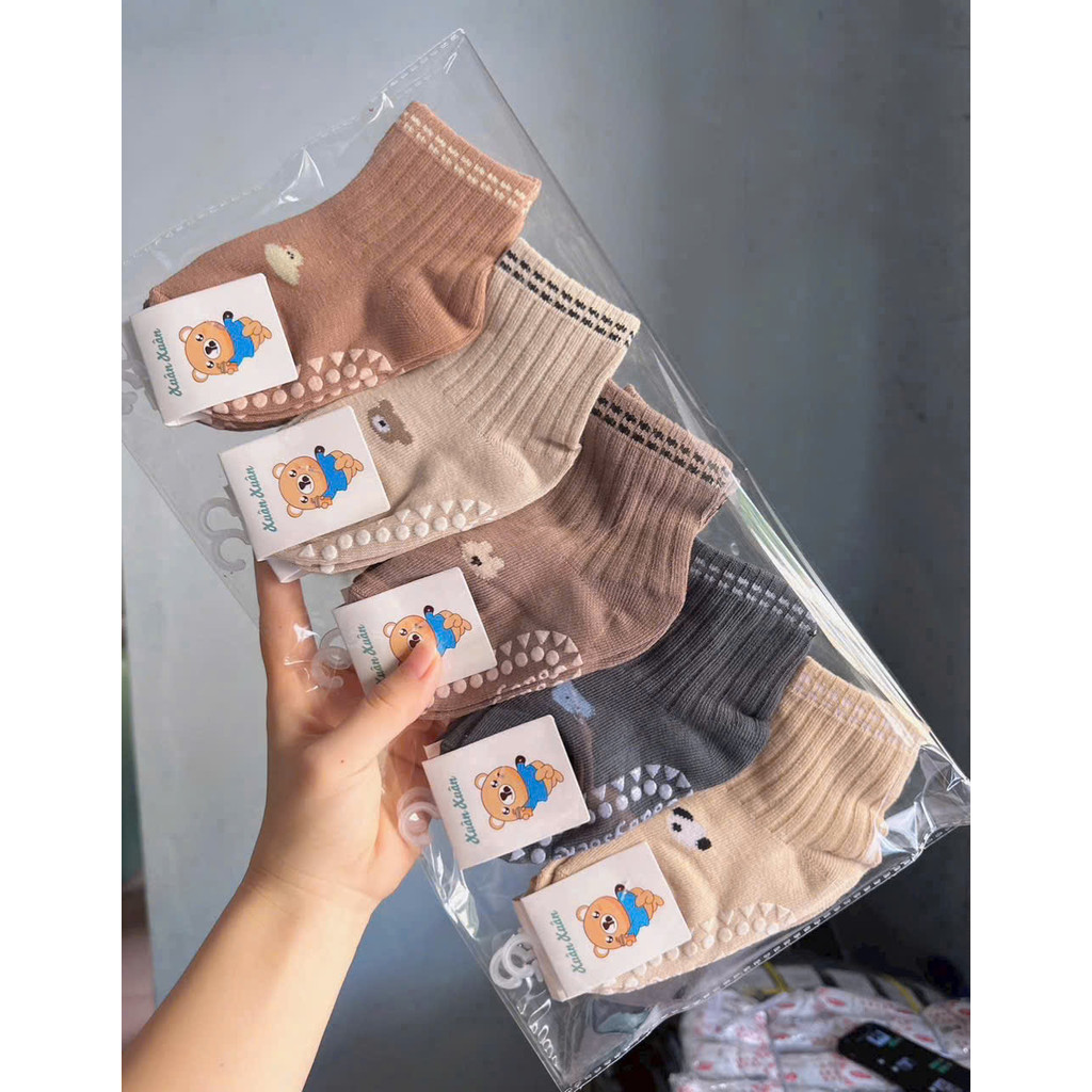 Combo 5-10 Đôi Tất Chống Trơn Trượt Cho Bé Cổ Cao Babico Họa Tiết Hình Thú Cho Bé 1-4 Tuổi