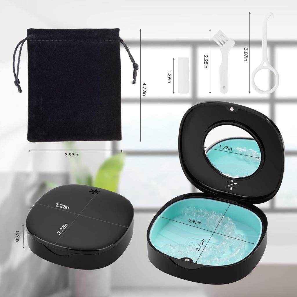 Hộp đựng Doboli, Hộp bảo vệ miệng Slim Aligner Tương thích với Invisalign Black AAN2