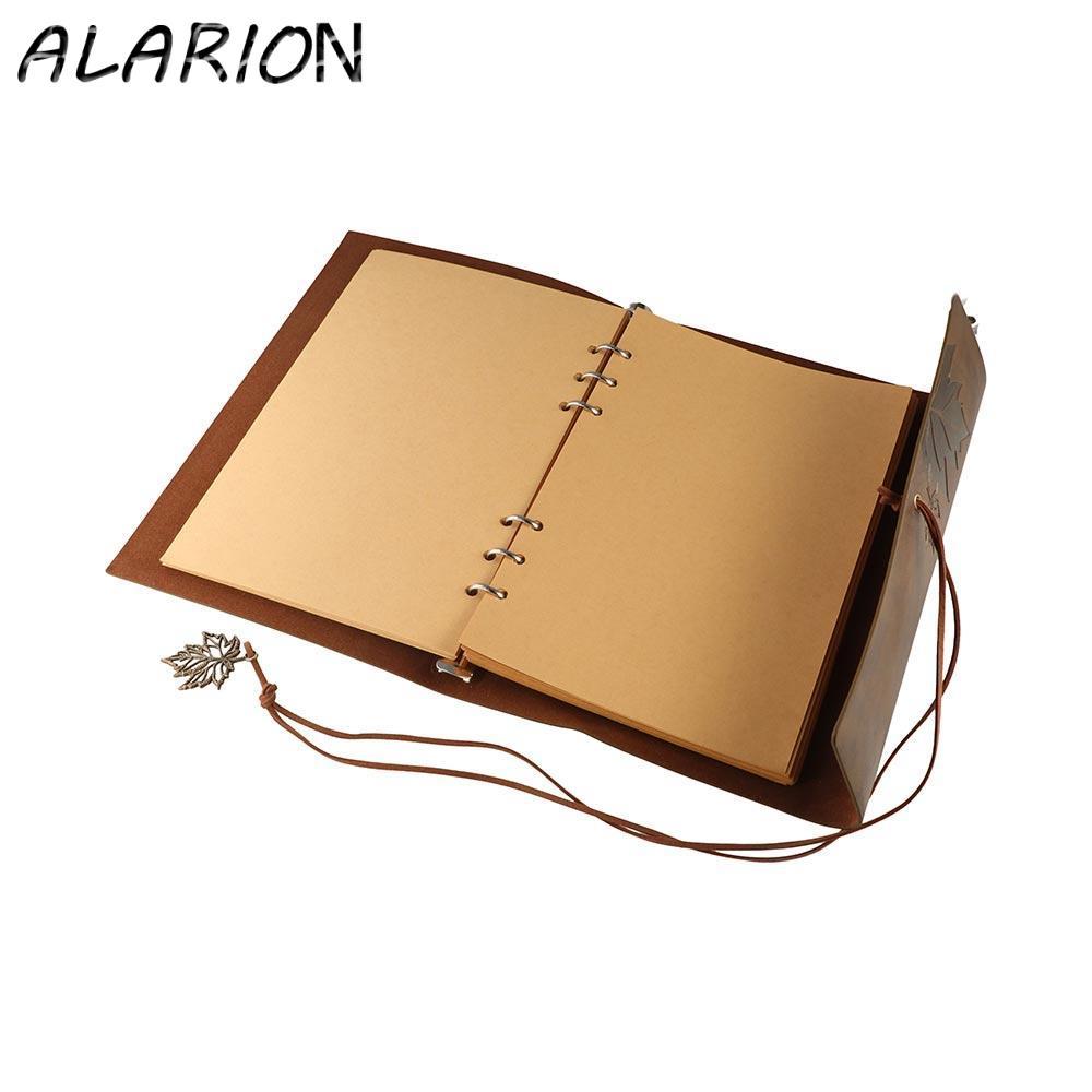 ALARION Travelers Vintage Notebook, Trống Giấy Kraft Da PU Kraft Notebook, Rời Lá Notebook Notepad R