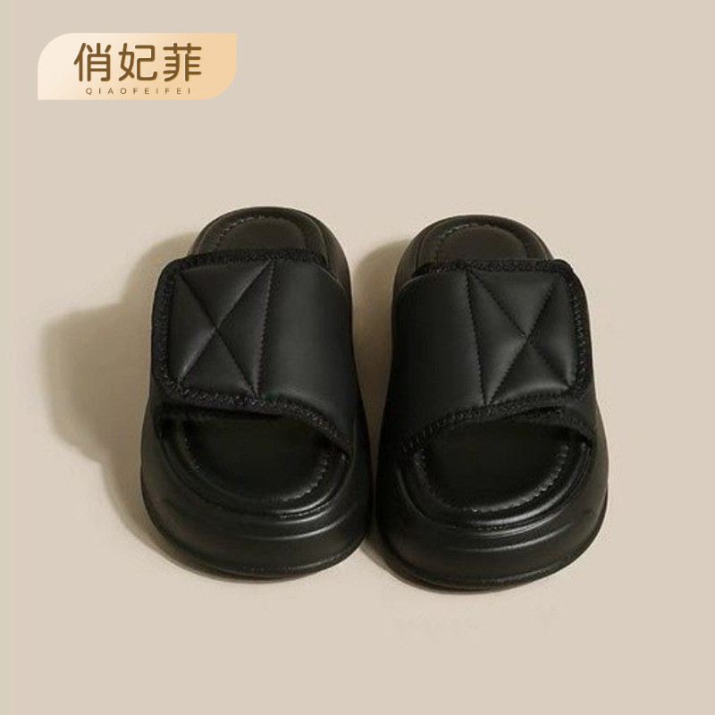 Phong cách riêng của Boss ~ Dép Velcro đế dày dành cho nữ mặc ngoài mùa hè 2024 Dép xỏ ngón phong cá