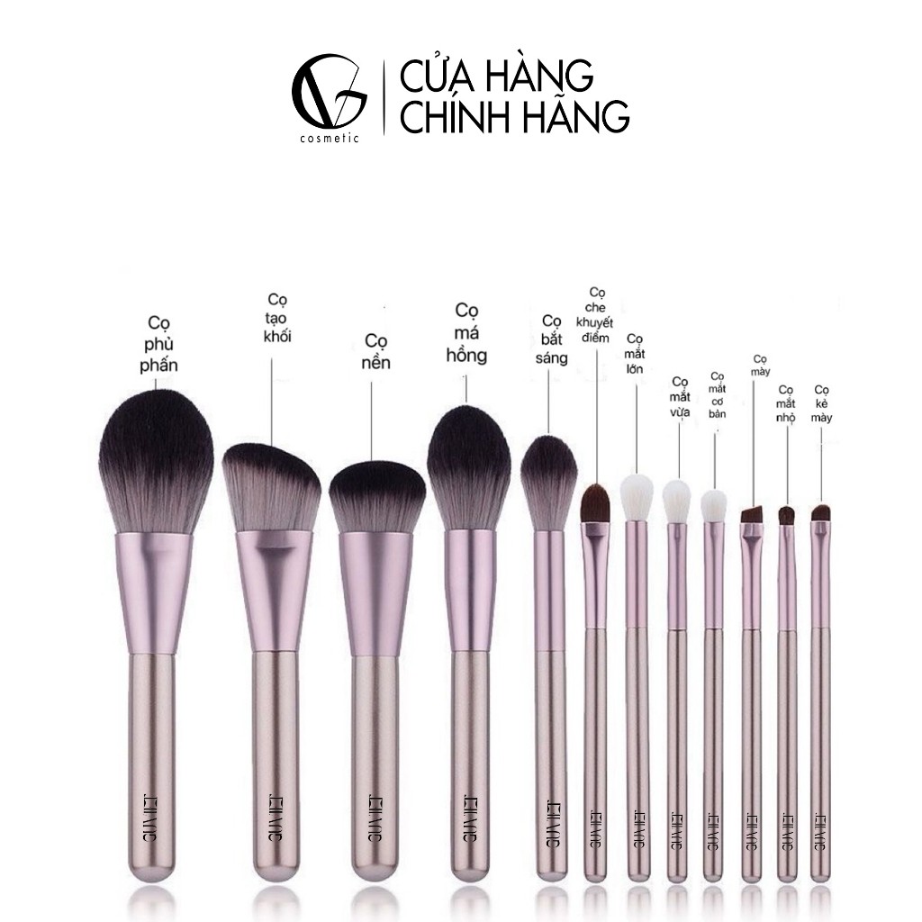 [Võ Hà Linh x GUVIET]  Set 12 Cọ Nâu Ngà Kèm Bao Da (côc) tặng trứng giặt cọ 250g | BigBuy360 - bigbuy360.vn