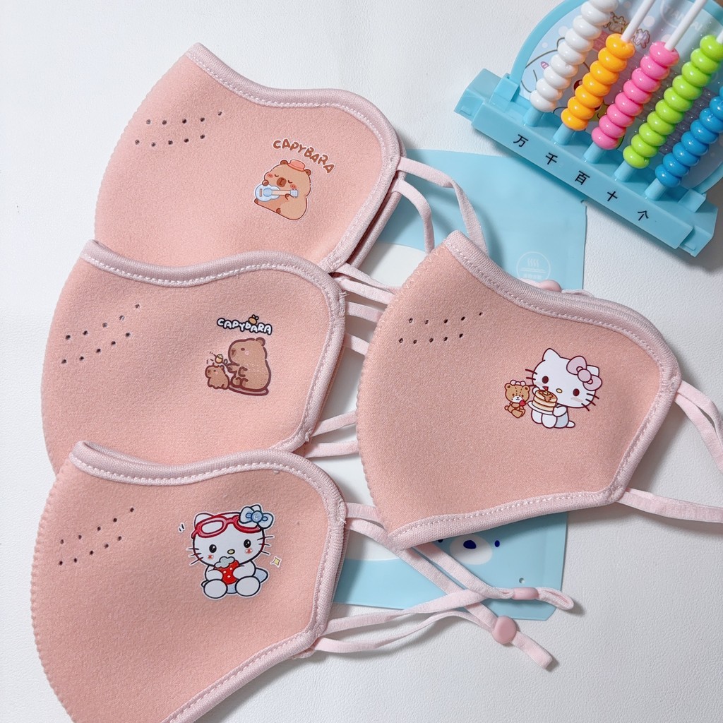 Mặt nạ lập thể 3D dành cho trẻ em 2-9 tuổi Thu Đông Thiết kế mới Kapibara KT Kids Mặt nạ ấm áp kiểu 