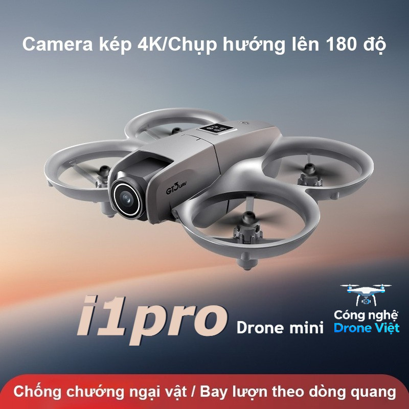 Flycam i1pro Drone Mini 4K Dễ Điều Khiển Khung Bảo Vệ Tích Hợp Cảm Biến Chống Va Chạm FPV Cao Cấp
