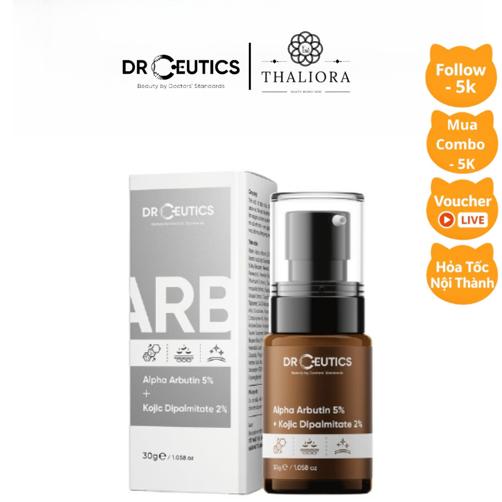 Serum Drceutics Alpha arbutin 5% + Kojic dipalmitate 2% tinh chất giảm thâm, nám, tàn nhang 30ml