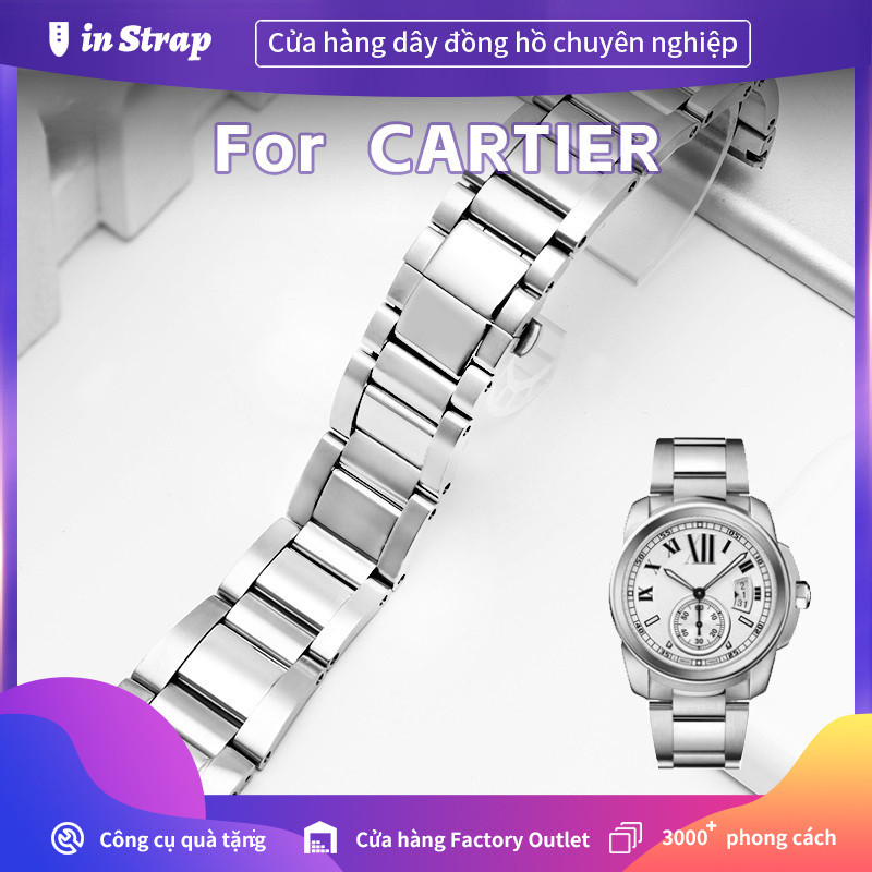 Áp dụng cho CARTIER W7100037/ W7100041 Dây thép không gỉ, dây đeo thay thế bằng thép rắn 23mm cho đồ