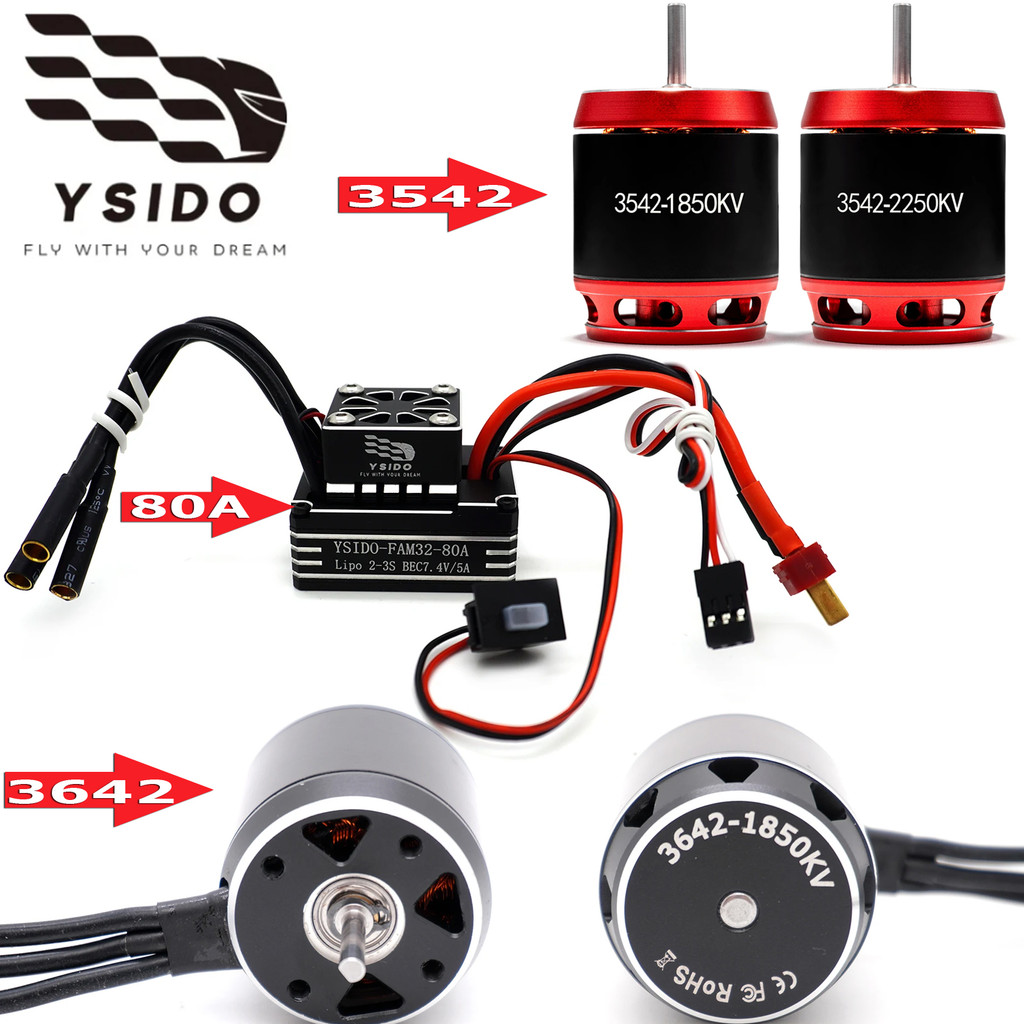 YSIDO 3642 3742 Động cơ không chổi than 1850 / 2150 / 2250KV AM32 80A ESC 2-6S Combo cho xe bánh xíc