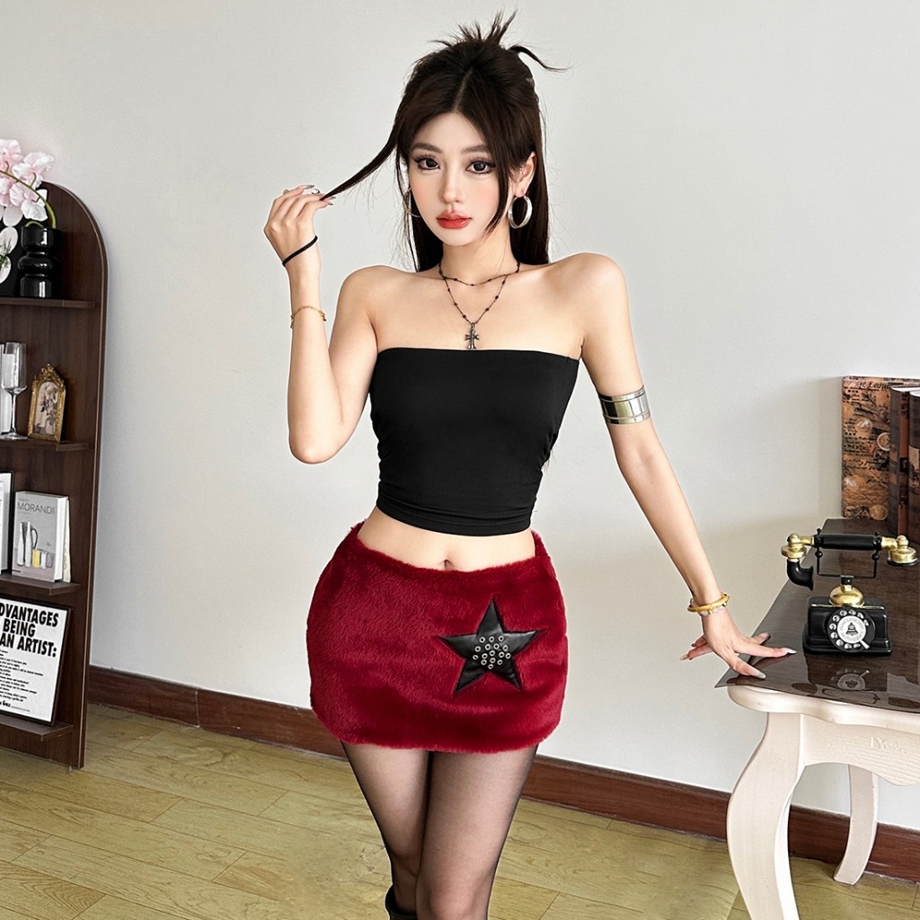 Klalien Hottie Váy Lông Xu Hướng Thu Đông, Thời Trang Clubwear