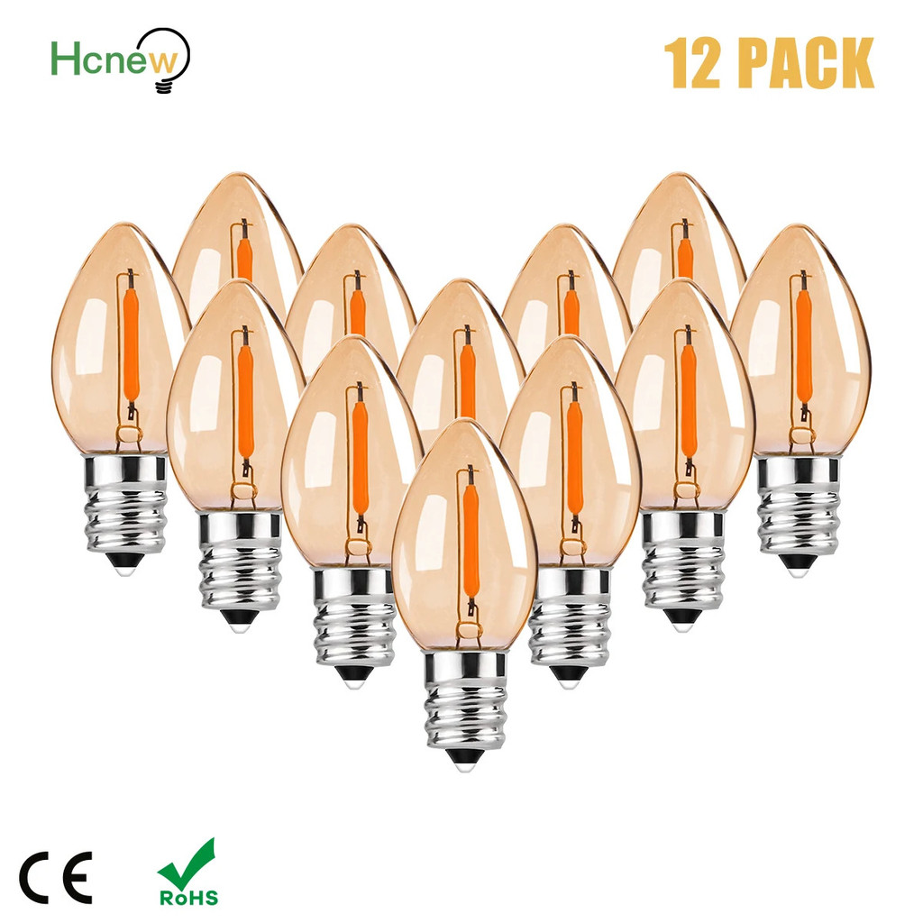 12 Bóng Đèn LED Thay Thế C7 0.5W E14 E12 110V 220V Trắng Ấm Nhỏ Đèn Chùm Đèn LED Bóng Đèn Ngủ