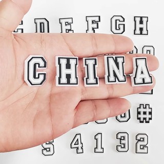 🔥Sticker Charm /Miếng dán trang trí dép sandal kiểu chữ ABC/số màu đen trắng tiếng Anh thích hợp cho phụ